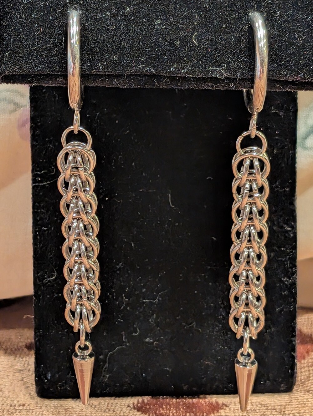 Chainmail Spike Dangle Earrings